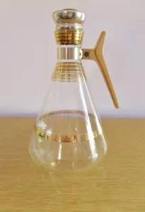 Vintage Island Glass Coffee Carafe Decanter Mid Century Gold Stripes Retro 1950 - Picture 1 of 5