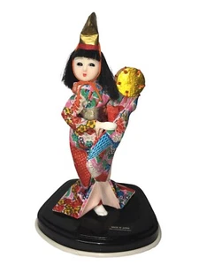 Muñeca Hina japonesa vintage kimono de seda con sombrero de festival 7,25" hecha en Japón - Imagen 1 de 9