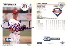 Chris Limbach Signed 1992 SkyBox Team Sets AA #533 Card Reading Phillies Auto AU