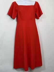 ZARA WOMAN Semi Stretch Sz M Red Side Zip Bell Short Sleeve A-line Dress - Bild 1 von 7