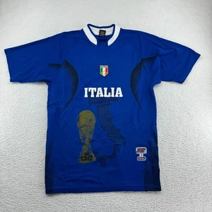 Vintage Sport Cruz Italia Soccer Jersey Mens Medium Blue Italy Futbol World Cup - Picture 1 of 8
