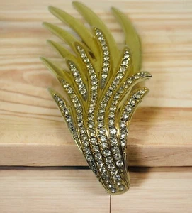 Abstract Monet Gold Tone Rhinestone Brooch Estate Find MCM Collectible - Picture 1 of 8