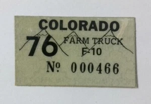 1976 Colorado Farm Truck Registration License Plate Vintage Decal Sticker - Picture 1 of 1