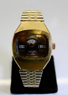 Vintage SICURA (BREITLING ) Jump Hour Automatic Men's WatchSwiss 17 Jewel, Runs - Image 1 of 4