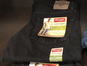 Wrangler Five Star Premium Denim BLACK Jeans Mens Size 32x30 Regular Fit - Picture 1 of 4