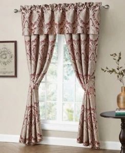Rose Tree Norwich Burgundy Damask Jacquard Valance, 80×17, Wine - Picture 1 of 1