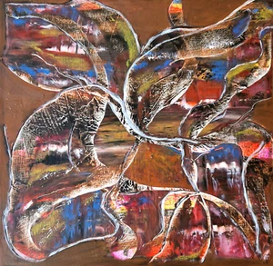 abstraktes Acrylbild, Leinwand auf Keilrahmen, Phantasie, Unikat 50x50 - Bild 1 von 2