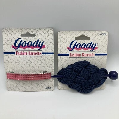 Brotes Goody Moda Metal Rosa Azul Marino Clip Trenzado De Colección Años 90 Foto 1 de 4