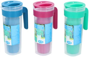 1 Litre Plastic Drinks Jug with Filter 4 Drinking Cups Non Spill Water Camping - Picture 1 of 4