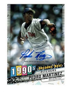 Pedro Martinez Auto 2020 Topps 1990s Decades Best Pitchers Auto #/10 HOF Red Sox