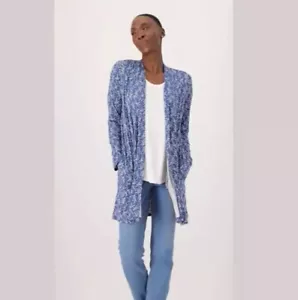 Lands End Size SMALL (6-8) Regular Long Sleeve Jersey Knit Cardigan BLUE A522751 - Picture 1 of 1