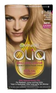 Garnier Olia Ammonia Free Permanent Hair Color #8 1/2.03 MEDIUM PEARL BLONDE - Picture 1 of 6