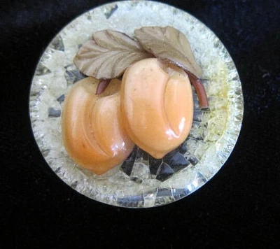 Vintage Weeber? Celluloid Pears  Button Multi-Component Fruit - Image 1 of 4