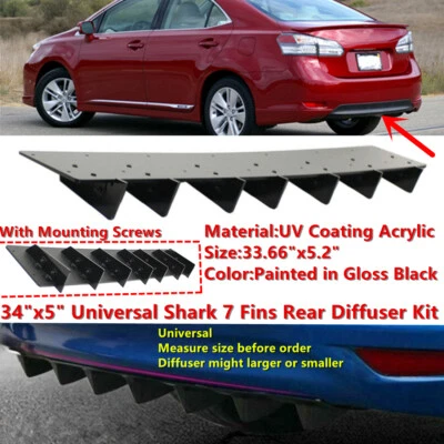 34x5" Universal Rear Diffuser Shark 7 Fin Kits Fit For Lexus HS250h 2010-2012 - Image 1 of 4