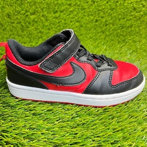 Nike Court Borough Low Recraft Boys Size 12C Black Red Athletic Shoes Sneakers - Picture 1 of 10