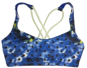 Lululemon Free to Be Wild Blue Polka Dots Strappy Crossback Bra sz 4 - Picture 1 of 5