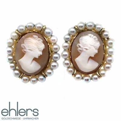 Ohrclips Gemme Gold 585 Perlen Gelbgold 14kt Ohrschmuck Clips Button Bügel 1128 - Bild 1 von 4