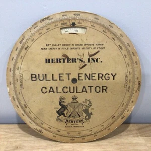 Vtg. Herter’s Inc. Bullet Energy Calculator 9” Diameter - Super RARE Find !! - Picture 1 of 4