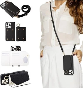 Wallet Case Compatible iPhone 13 Pro Max Women Vegan Leather Detachable - Picture 1 of 6