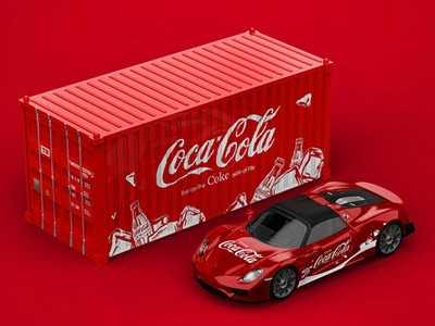 PORSCHE 918 Spyder with Container  - Coca Cola - Cool Car 1:64 - Immagine 1 di 4