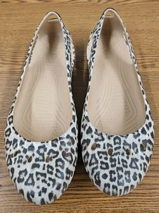 Crocs Women's Size 11W Leopard Print Ballet Flat Slip On Comfort Shoes - Picture 1 of 7