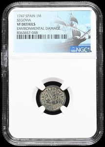 ERA COLONIAL ESPAÑOLA. Felipe V, 1 Maravedí, 1747, Segovia, NGC VF Detalles - Imagen 1 de 2