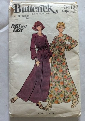 VINTAGE 70s BUTTERICK Sewing Pattern 3415 MISSES CAFTAN bust 36" - Image 1 of 2