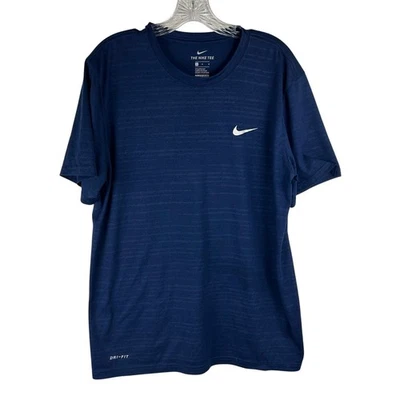 Camisa Nike Dri-fit Para Hombre Talla Grande Azul Marino Manga Corta Corte Atlético 841633 Foto 1 de 4