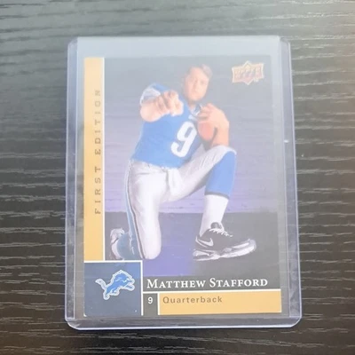 2009 Upper Deck First Edition Matthew Stafford Card #180 with Top Loader - Image 1 of 4