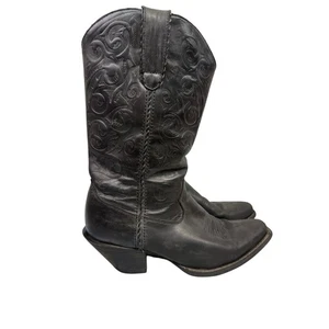 Durango Black Cowboy Boots Women's Size 9 Western Round Toe Spur Ledge - Picture 1 of 14