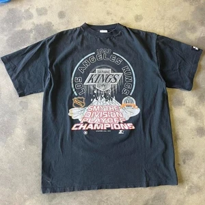 NHL Los Angeles kings hockey stanley cup short sleeve black retro shirt KV37137 - Picture 1 of 2