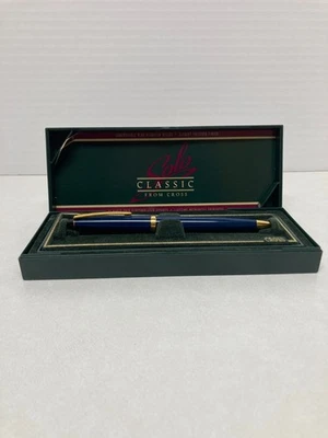 Bolígrafo Vintage Cruz SOLO Azul 22kt Chapado en Oro Borde 802-2 JPN Foto 1 de 4