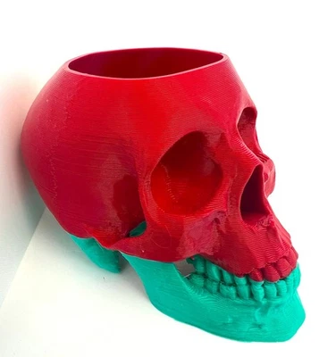 Skull Desktop Office Work Organiser Death Novelty Home Desk Tidy Gift Pen Pot - Image 1 of 2
