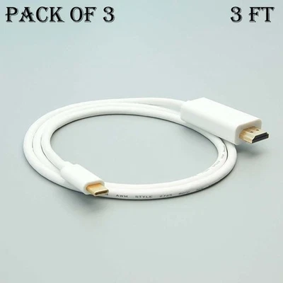 3x 3FT USB-C 3.1 Type C to HDMI Cable 4K HDTV PC Monitor MacBook Galaxy S8 Note7 - Image 1 of 4