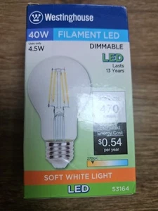 Westinghouse 53164 Filament LED 40W Soft White Dimmable - Picture 1 of 5