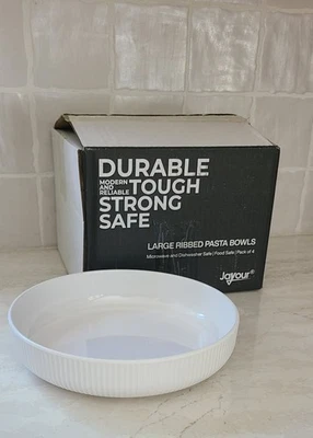 4 novas tigelas de macarrão brancas resistentes ao deslizamento para micro-ondas 100% melamina - Imagem 1 de 4