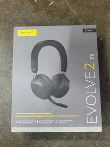 Jabra Evolve2 75 Bluetooth Wireless Headset - Black, USB-C - Picture 1 of 3