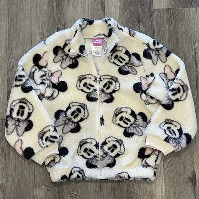Disney Junior Minnie Mouse Niñas Sherpa Chaqueta con Cremallera Nueva con Etiquetas Crema Talla 6 Foto 1 de 4