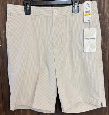 Tommy Bahama Para Hombres Mediano M Nova Wave Rayas Pantalones Cortos Caqui NUEVO Seersucker Foto 1 de 4