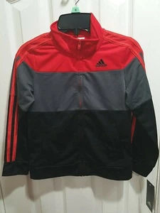 ADIDAS Boys Colorblock Tricot Jacket AP5451  training running Red Gray Black - Picture 1 of 5