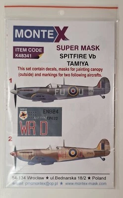 1/48 Tamiya Spitfire Mk. Vb Super Paint Masks & Decals Set - Montex K48341 - Image 1 of 3
