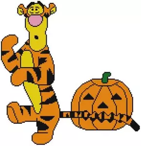 CROSS STITCH+ CRAFT PATTERN Tigger Tiger Halloween Pumpkin Bite Tail Winnie Pooh - Picture 1 of 16