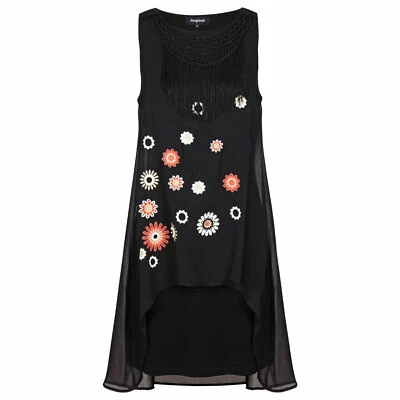 Desigual Damen Kleid Trägerkleid Häkelspitze Abend Freizeit semitransparent - Bild 1 von 2