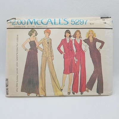 McCall's 5297 Misses' Chaqueta Chaleco Pantalones Falda Top Costura Patrón Talla 16 CORTE Foto 1 de 4