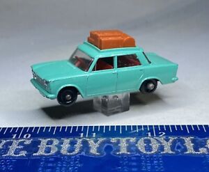 1965 LESNEY MATCHBOX FIAT 1500 TEAL w BROWN LUGGAGE #56 DIECAST 100% COMPLETE