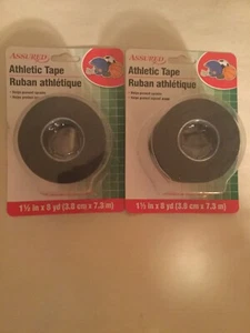 2 pc Athletic tape total 16 yards Assured 2 rolls 1 1/2 x 8 yards black sports  - Picture 1 of 2