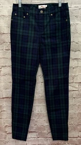 Vineyard Vines Pants Womens Skinny Ankle Zipper Twill Black Watch Plaid Size 2 - Picture 1 of 5