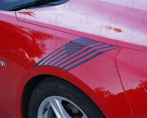 2016-2022 Camaro American Flag Front Fender Hash Racing Stripes Decal Kit (2) - Picture 1 of 4