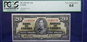 Bank of Canada 1937 BC-25b $20 Gordon-Towers (SN:D/E 1363726) PCGS 64 - Picture 1 of 2