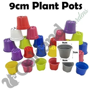 9cm Multi Coloured Plastic Plant Pots Lightweight Colour Mixed Pot Pots 3.5" - Picture 1 of 37